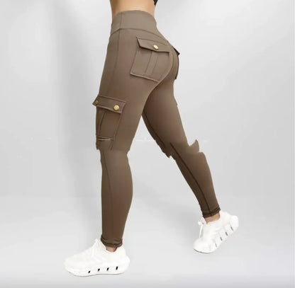 High Elastic Fitness Workwear Pants with Pockets for Women