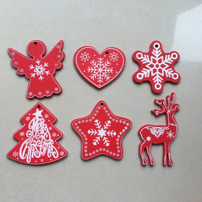 New Year and Christmas Wood Ornaments